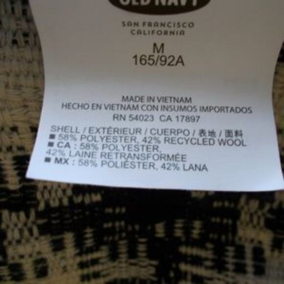 Old Navy Black & White Collarless Plaid Long Line Blazer Houndstooth Sz Medium - Picture 5 of 5